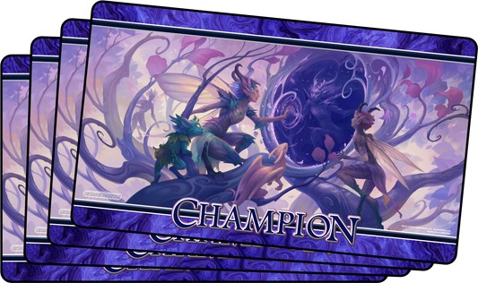 4 x Champion - Metallic/Foil Black Stitched Playmats (14"x 24") - Lorwyn Eclipsed