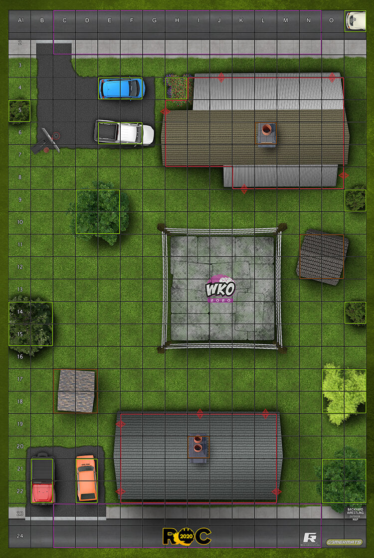 Backyard Wrestling - ROC/HeroClix Mat Square Corners - 36" x 24" x 1/16"