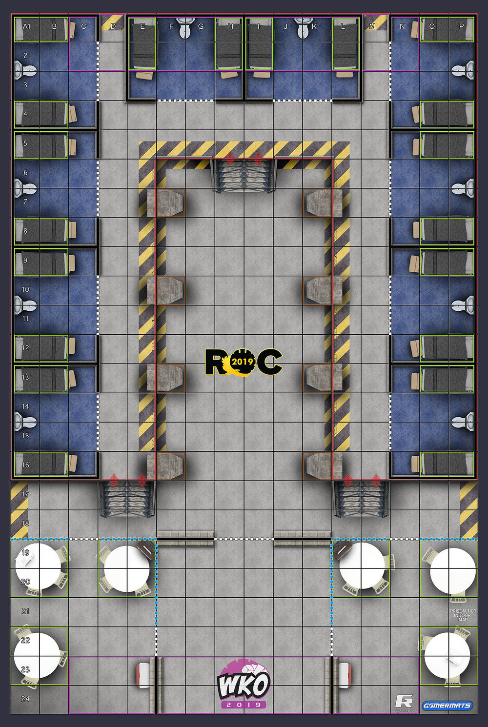 Prison Tier - ROC/HeroClix Mat Square Corners - 36" x 24" x 1/16"
