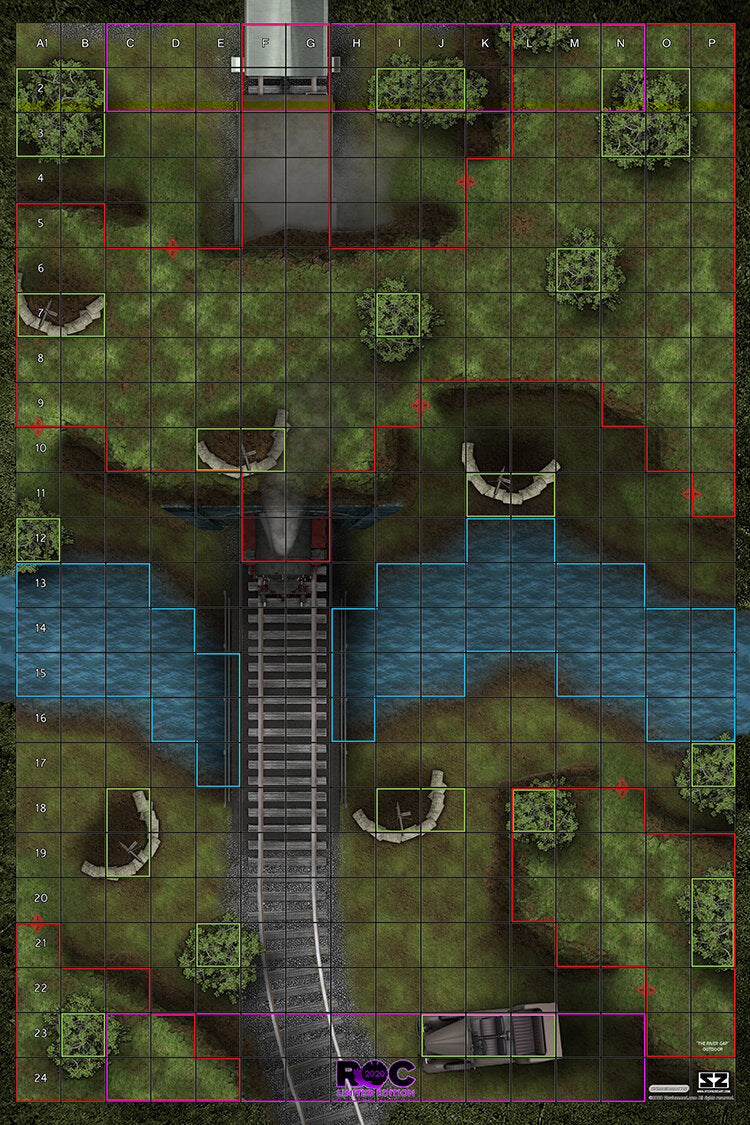 River Gap Map B - ROC/HeroClix Mat Square Corners - 36" x 24" x 1/16"