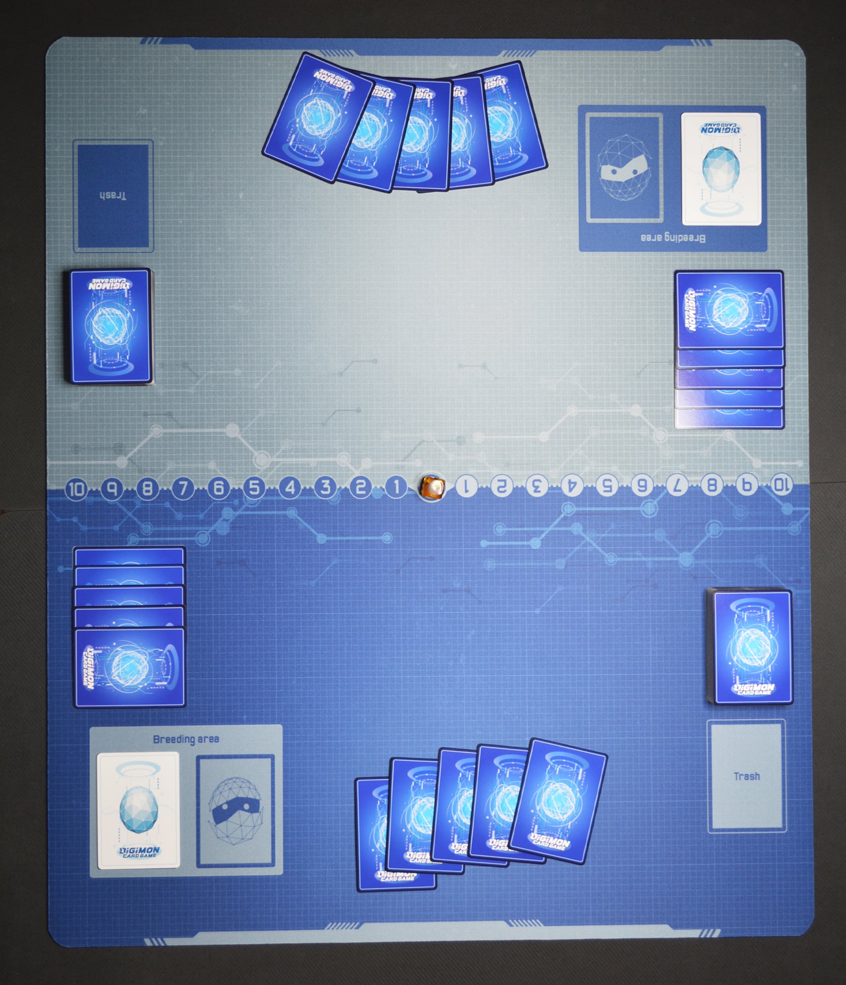 Digimon Network Blueprint Two-Player Playmat with Zones GameHead | GamerMats Digimon Network Blueprint Two-Player Playmat with Zones GameHead | GamerMats