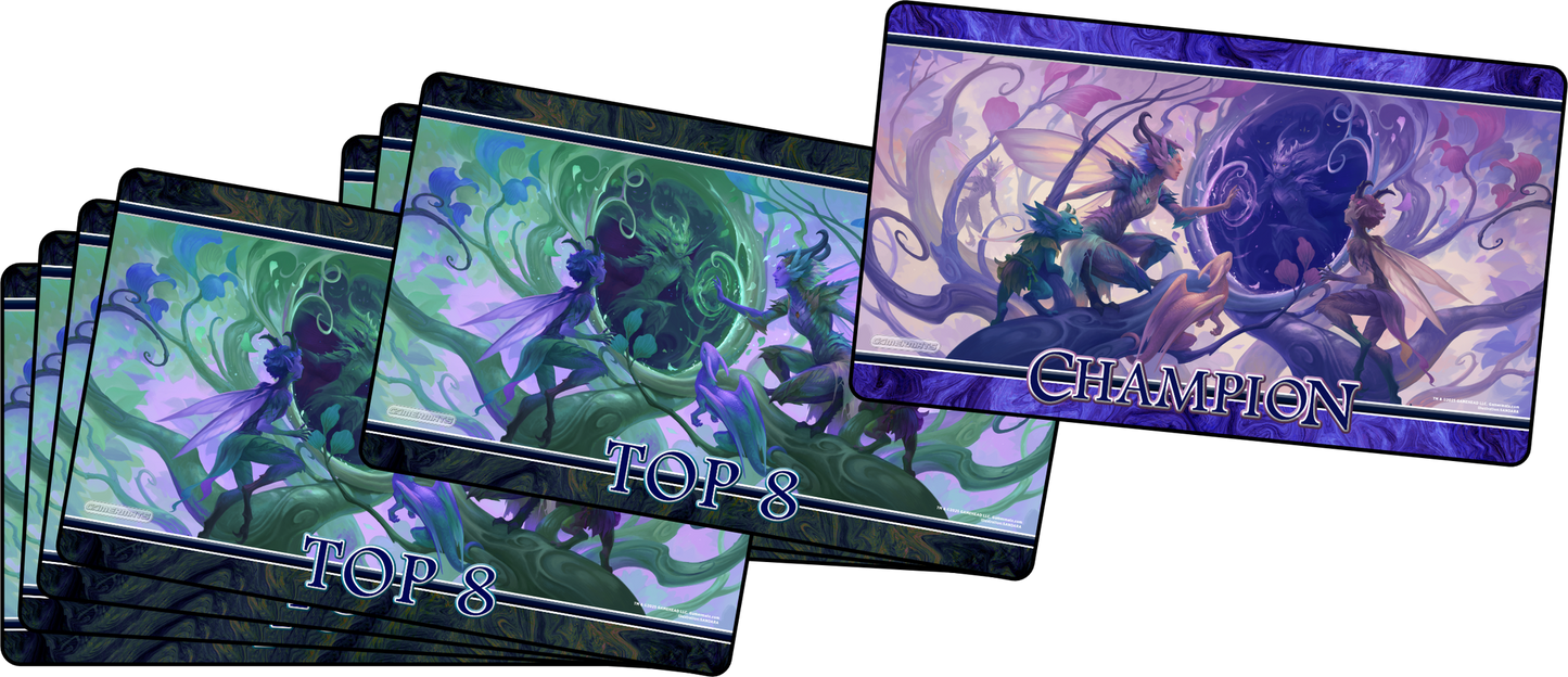 TOP 8 - Metallic/Foiled Black Stitched Playmats (14"x 24")  - Lorwyn Eclipsed