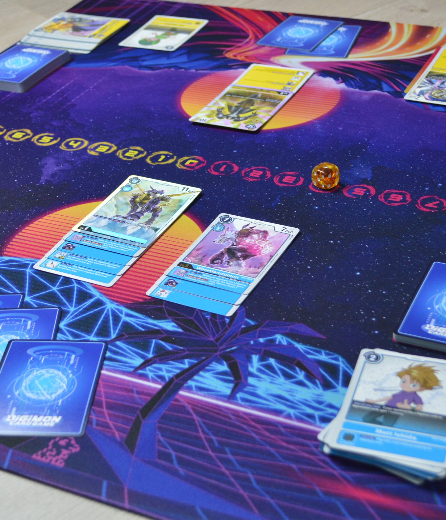 Digimon Retrowave World – Two-Player Playmat with Zones