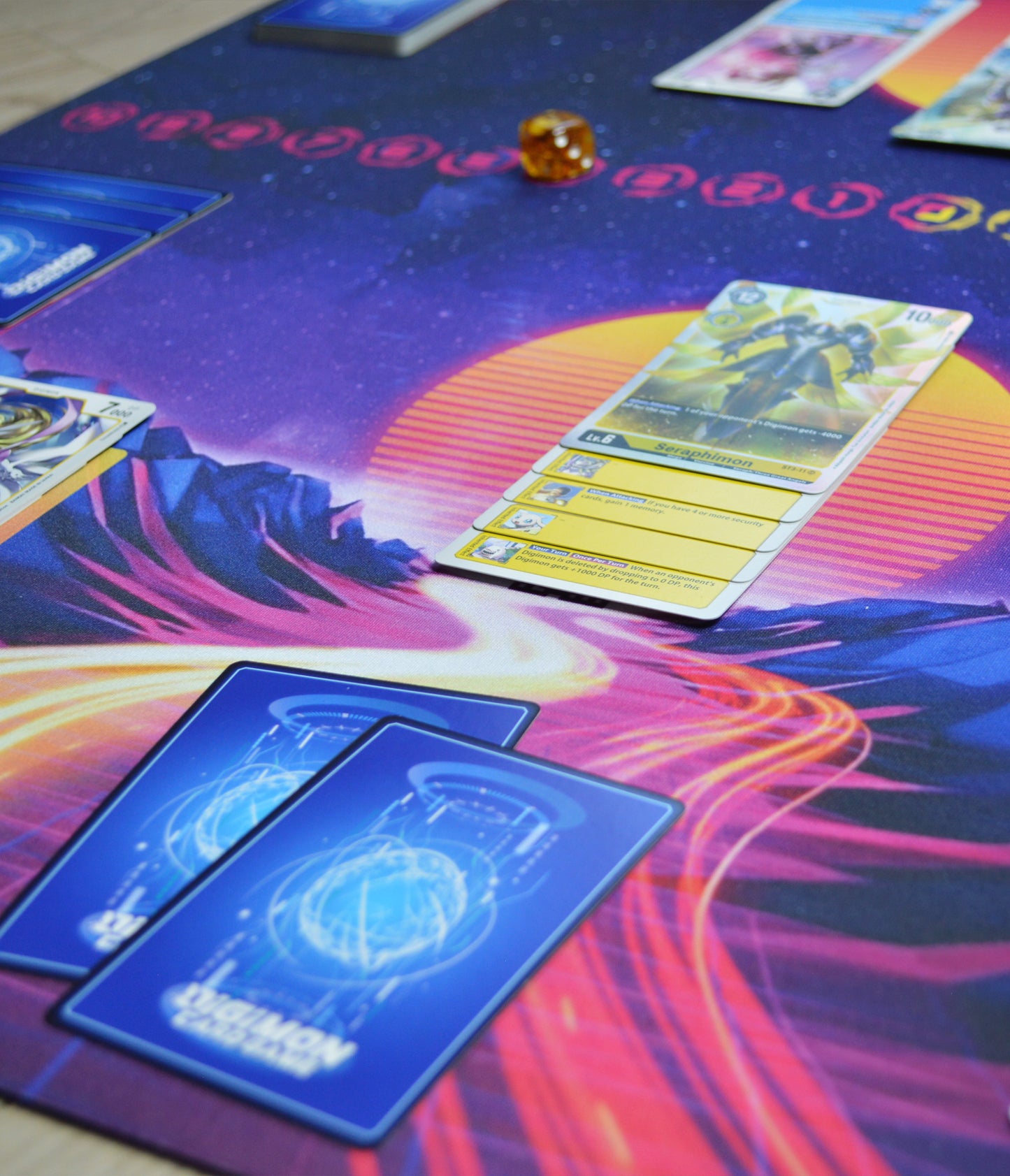 Digimon Retrowave World – Two-Player Playmat with Zones