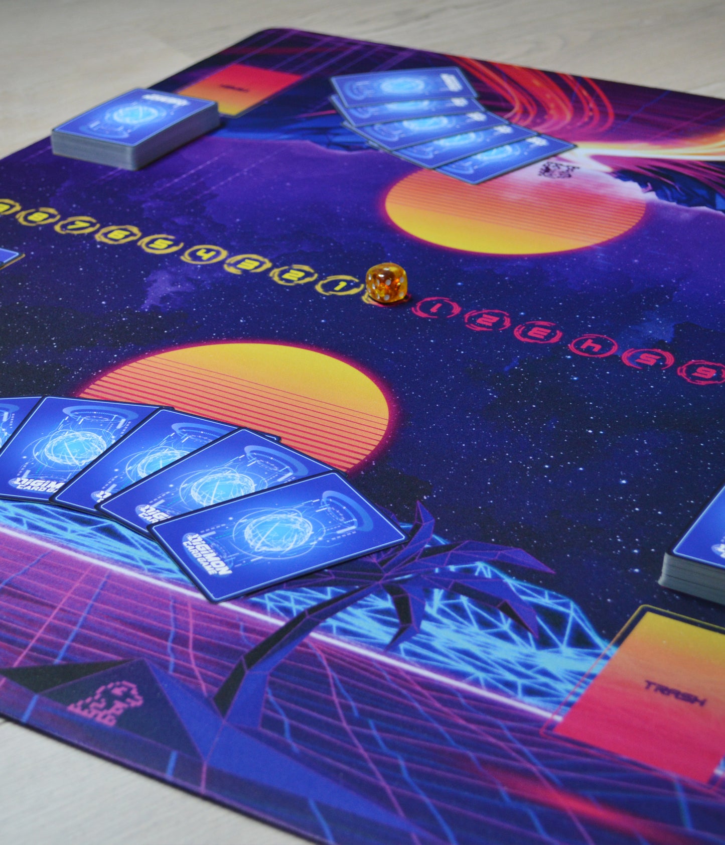 Digimon Retrowave World – Two-Player Playmat with Zones