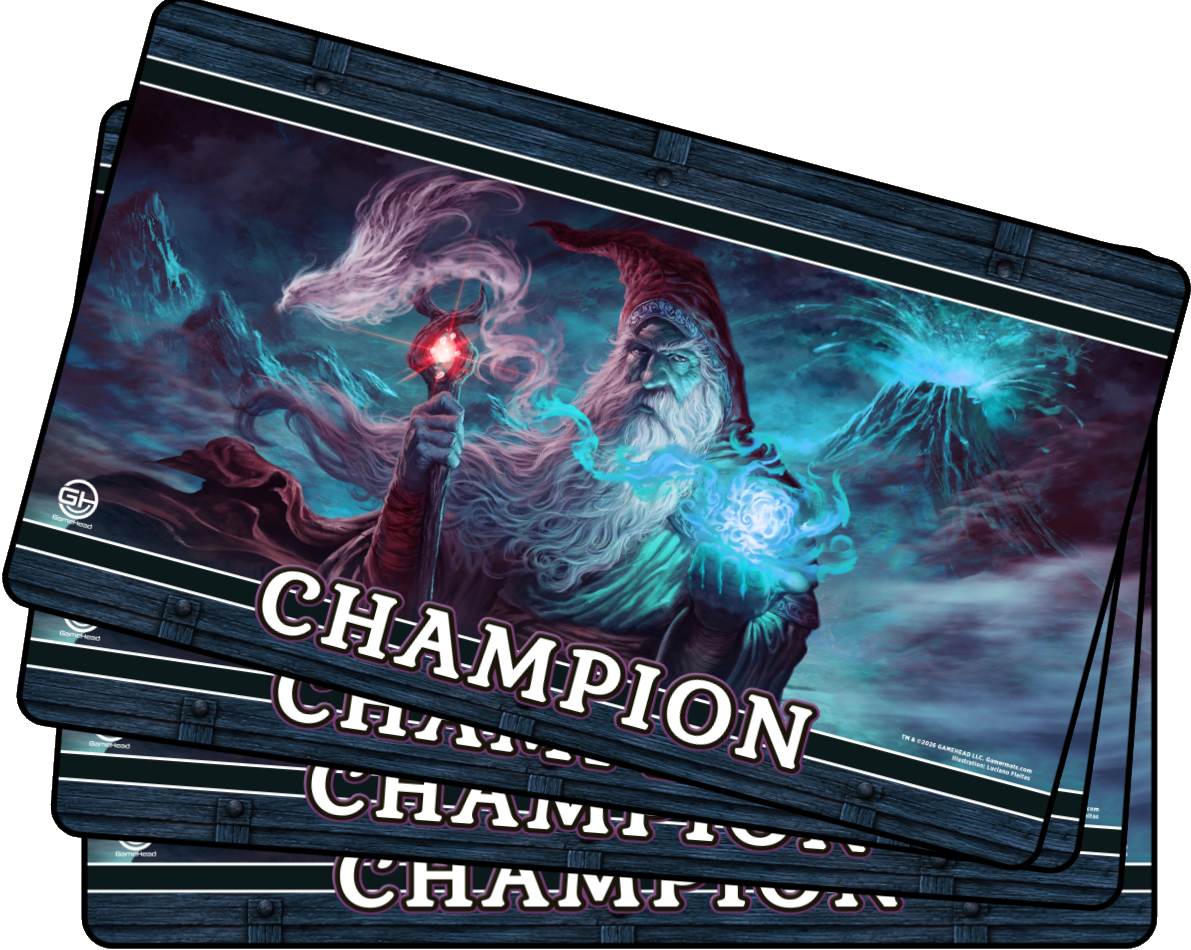4 x Champion - Metallic/Foil Black Stitched Playmats (14"x 24")  -  Prerelease Celebration (Aug 2026)