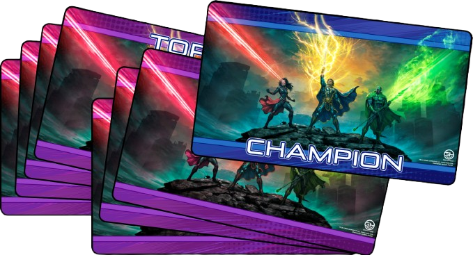 TOP 8 - Metallic/Foiled Black Stitched Playmats (14"x 24")  -  Prerelease Celebration
