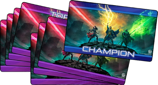 TOP 8 - Metallic/Foiled Black Stitched Playmats (14"x 24")  -  Prerelease Celebration