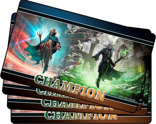 4 x Champion - Metallic/Foil Black Stitched Playmats (14"x 24")  -  Prerelease Celebration (Sept 2026)
