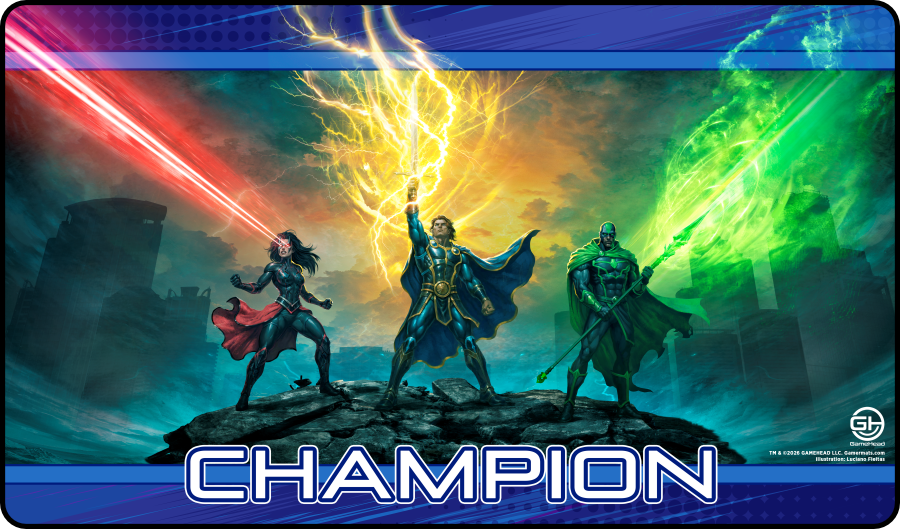 4 x Champion - Metallic/Foil Black Stitched Playmats (14"x 24")  -  Prerelease Celebration