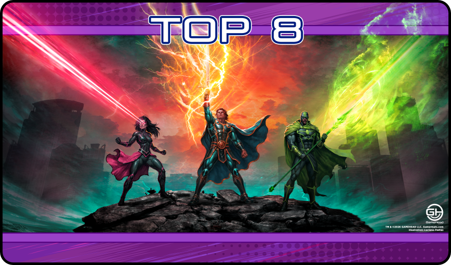 TOP 8 - Metallic/Foiled Black Stitched Playmats (14"x 24")  -  Prerelease Celebration