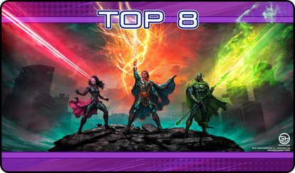 TOP 8 - Metallic/Foiled Black Stitched Playmats (14"x 24")  -  Prerelease Celebration