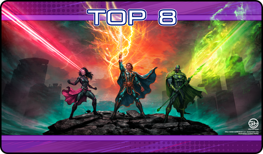 TOP 8 - Metallic/Foiled Black Stitched Playmats (14"x 24")  -  Prerelease Celebration