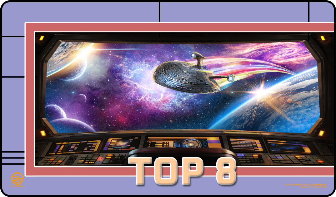 TOP 8 - Metallic/Foiled Black Stitched Playmats (14"x 24")  -  Prerelease Celebration (Oct 2026)