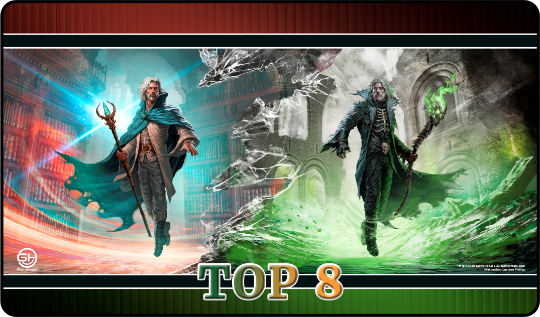 TOP 8 - Metallic/Foiled Black Stitched Playmats (14"x 24")  -  Prerelease Celebration (Sept 2026)