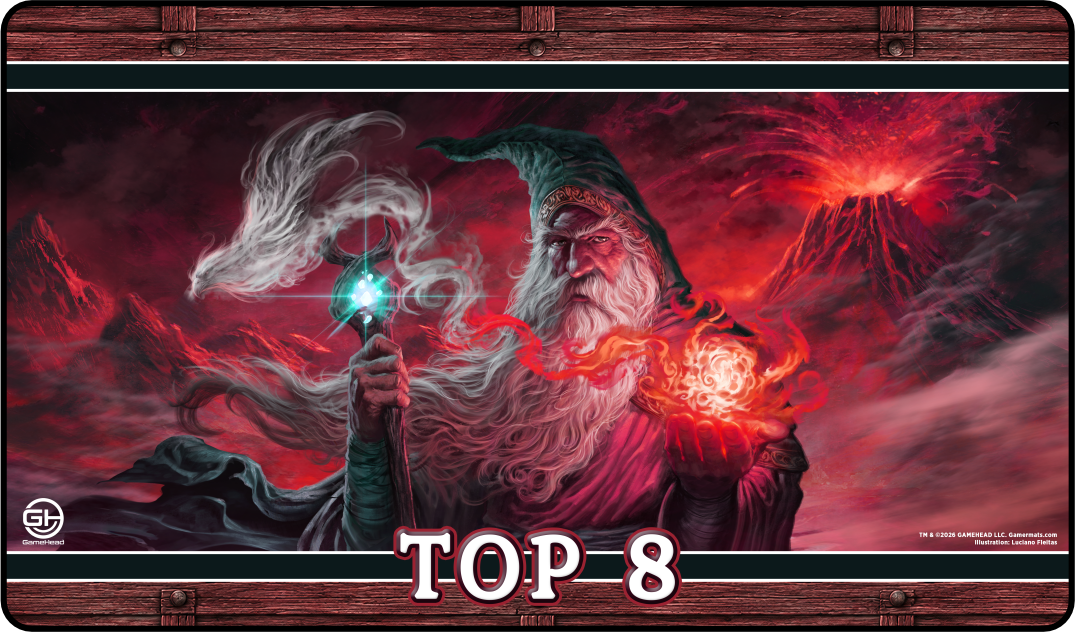 TOP 8 - Metallic/Foiled Black Stitched Playmats (14"x 24")  -  Prerelease Celebration (Aug 2026)