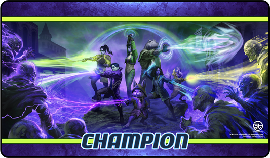 4 x Champion - Metallic/Foil Black Stitched Playmats (14"x 24")  - Strixhaven