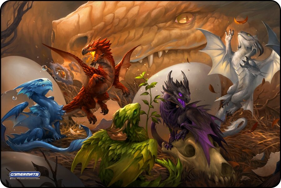 Baby Dragons - XL Deskmat Premium Black Stitched - 36" x 24" x 1/8"