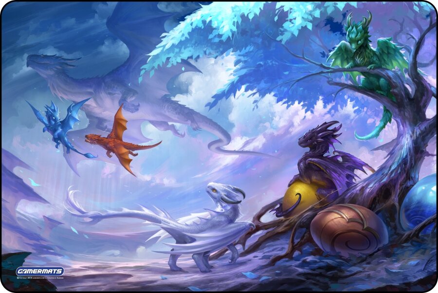 Baby Dragons Circle of Life - XL Deskmat Premium Black Stitched - 36" x 24" x 1/8"