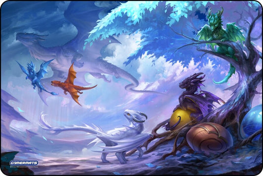 Baby Dragons Circle of Life - XL Deskmat Premium Black Stitched - 36" x 24" x 1/8"