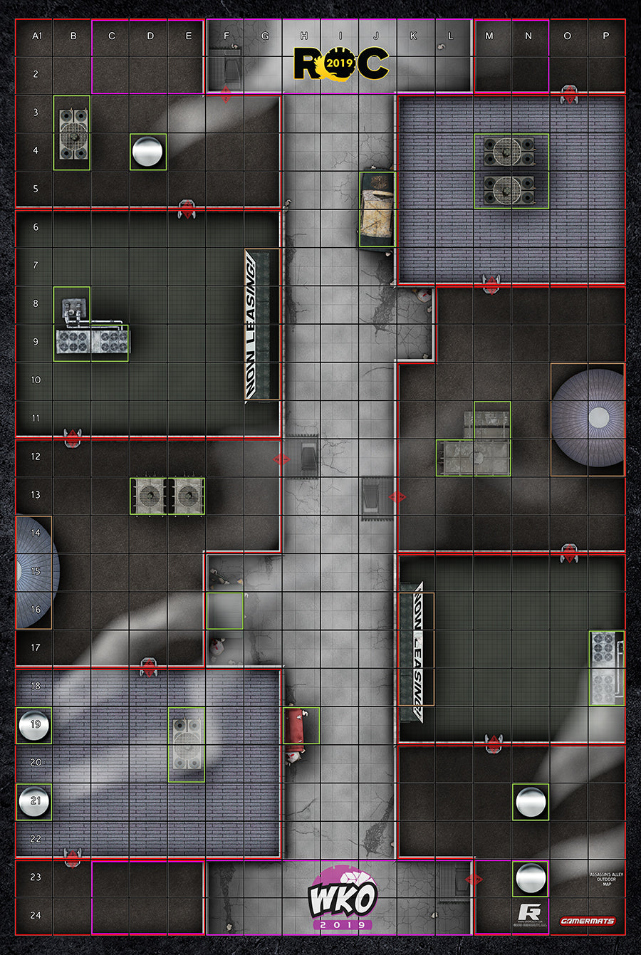 Assasins Alley - ROC/HeroClix Mat Square Corners - 36" x 24" x 1/16"