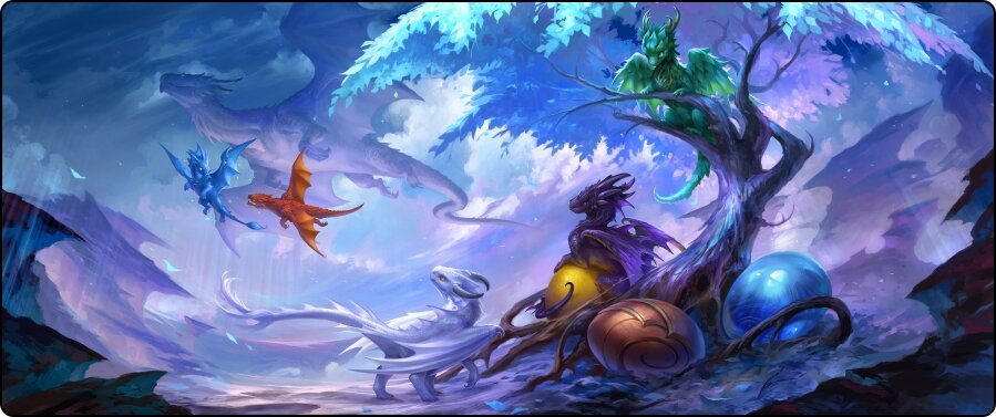 Baby Dragons Circle of Life - Tablemat Premium Black Stitched - 72" x 30" x 1/8"