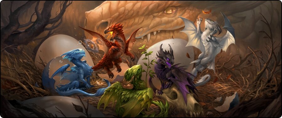 Baby Dragons - Tablemat Premium Black Stitched - 72" x 30" x 1/8"