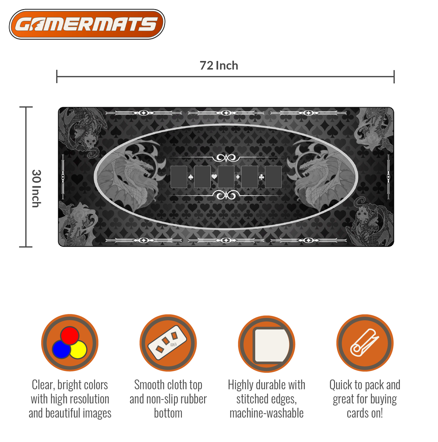 Classy Dragons Poker Mat - Tablemat