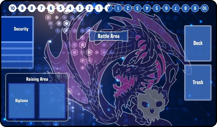 Digimon Compatible Black Dragon - Playmat Standard No Border - 24" x 14" x 1/16"