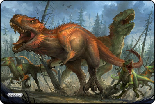 Stampede of Dinosaurs - XL Deskmat Premium Black Stitched - 36" x 24" x 1/8"