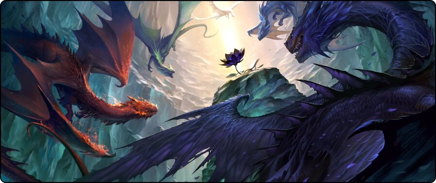 Lotus Guardians - Tablemat Premium Black Stitched - 72" x 30" x 1/8"