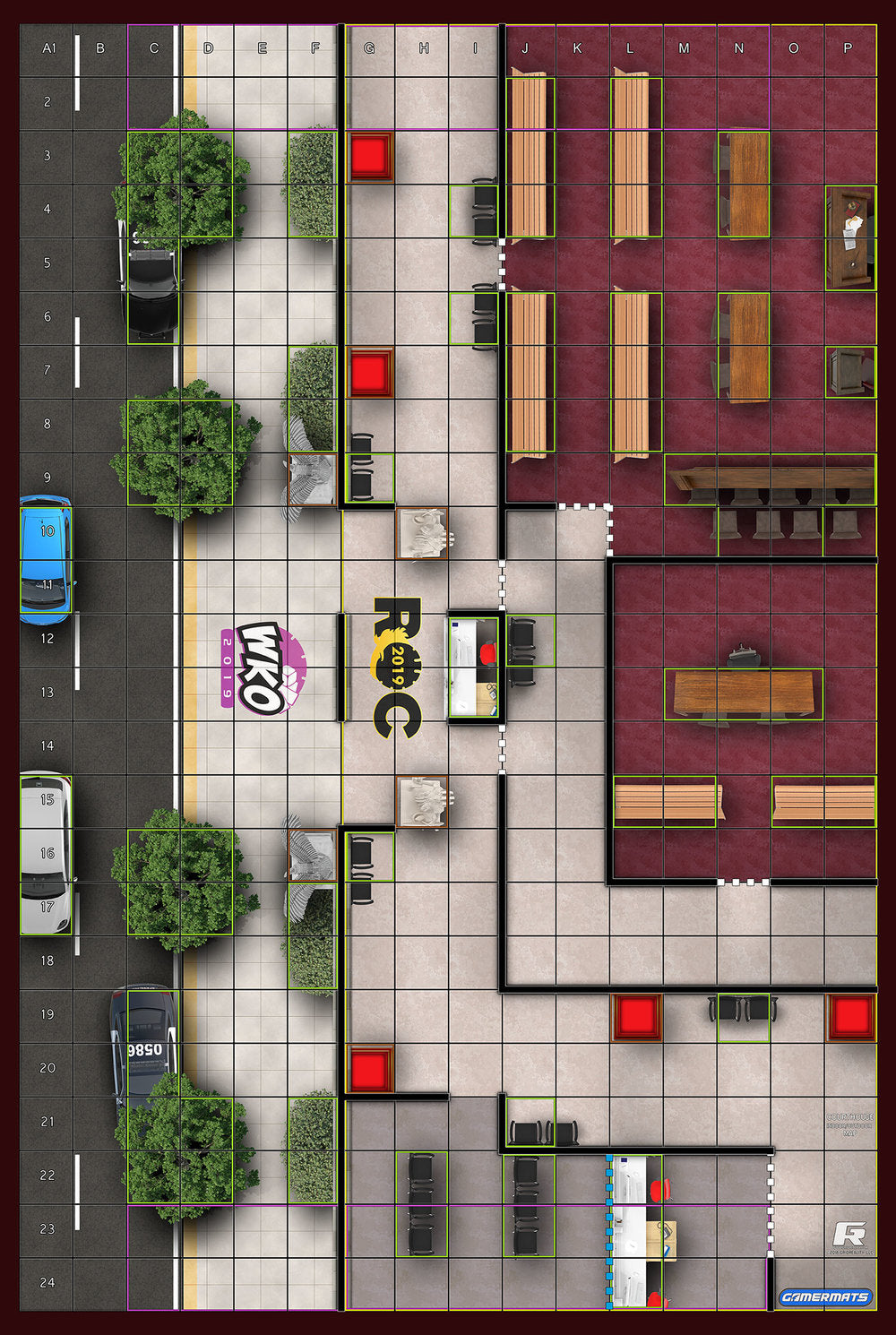 Courthouse - ROC/HeroClix Mat Square Corners - 36" x 24" x 1/16"