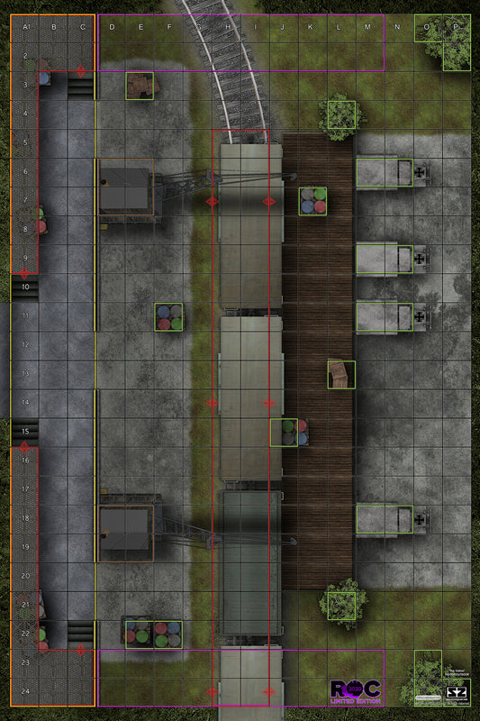Train Stop Map C - ROC/HeroClix Mat Square Corners - 36" x 24" x 1/16"
