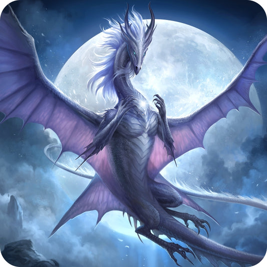 White Dragon of the Night 4in Coaster