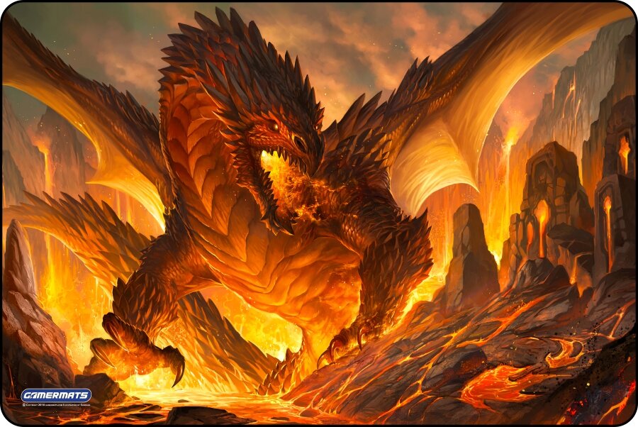 Fire Bringer - XL Deskmat Premium Black Stitched - 36" x 24" x 1/8"